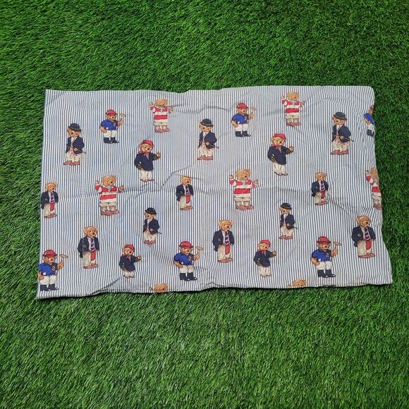 VTG 90s Ralph Lauren Polo Bear AOP Pillowcase Made in USA Preppy - Picture 1 of 5